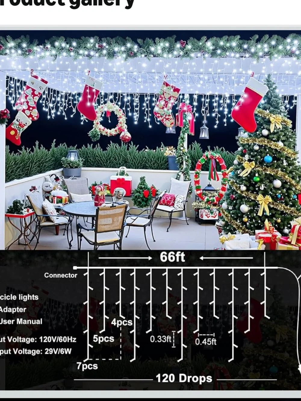 XURISEN 66ft Christmas Lights Decorations Outdoor, 640 LED 8 Modes